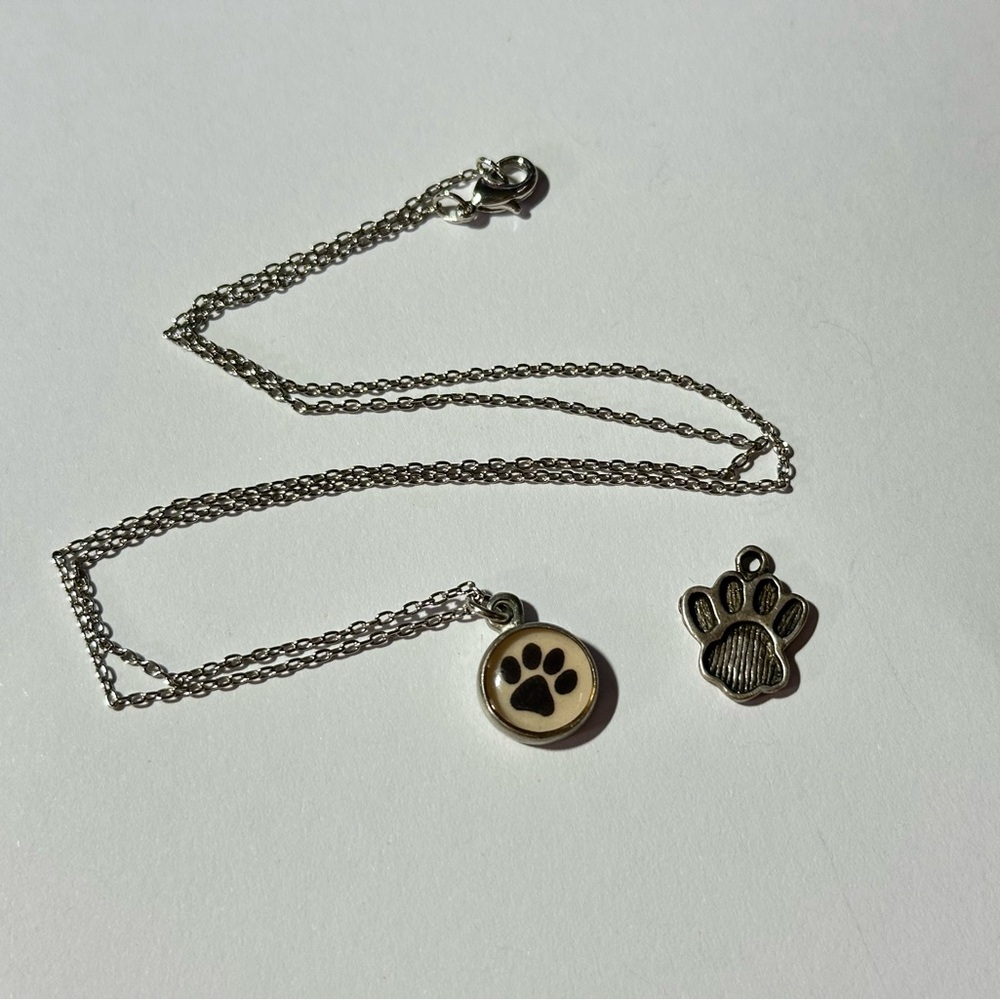 925 Sterling Silver Paw Print Pendant Lot Chart Jewelry Maine Dog Cat Mom